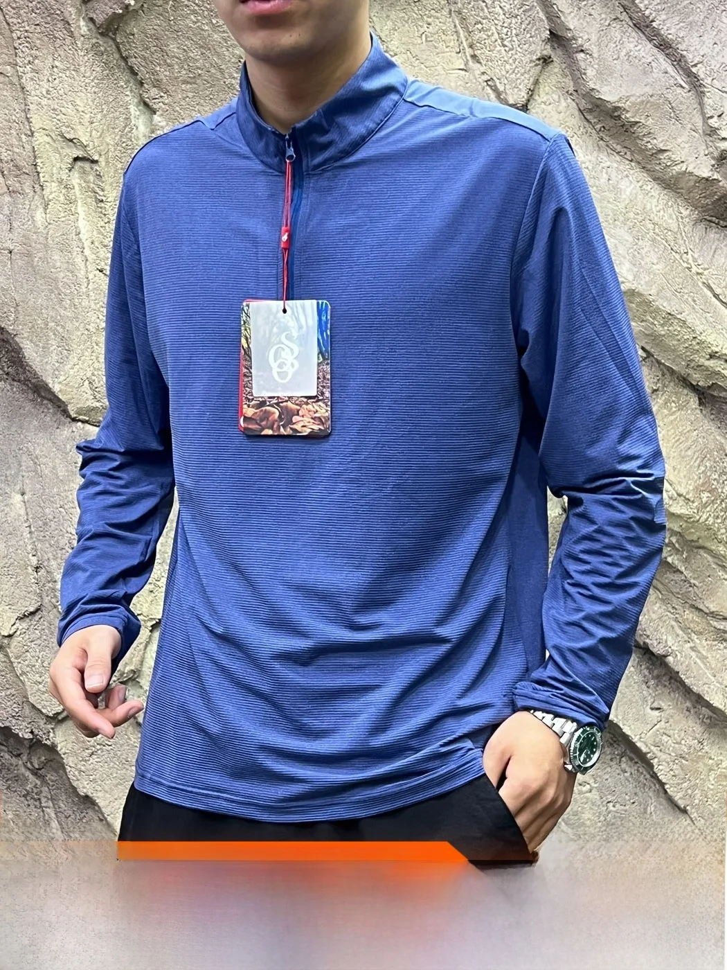 Men's Outdoor Sports Long Sleeve Base Shirt Half Zipper Quick Dry Breathable Moisture Wicking Standard Fit Polyester Blend T-...