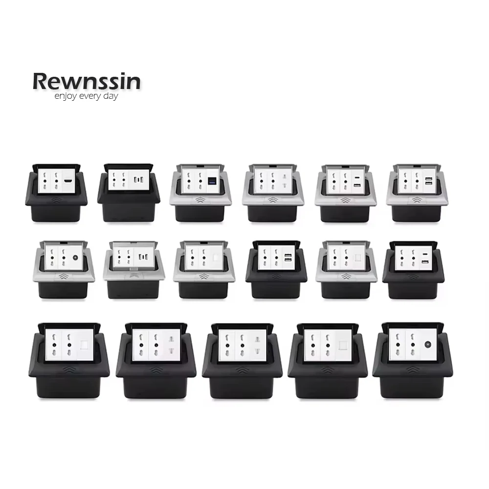 

16A 250V Pop-up Floor Socket Embedded Socket Electrical Plug With USB Type-C HDMI TV RJ45 Household Floor Socket Ltaly Chile