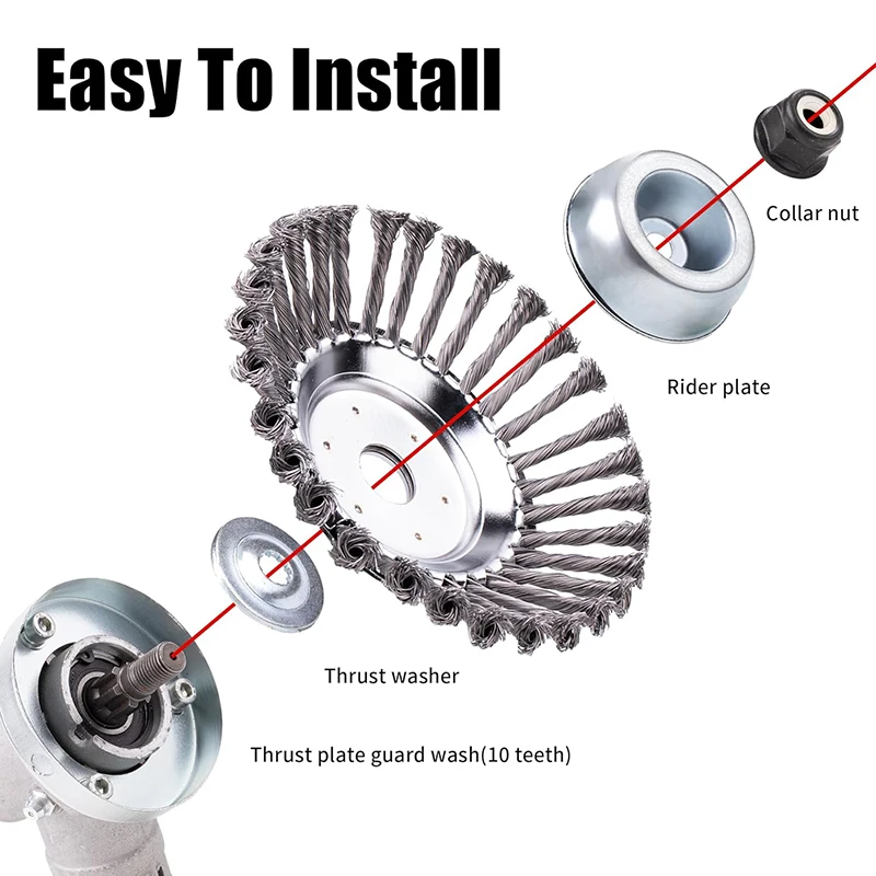 6/8 Zoll Stahldraht Rotary Freischneider Trimmer Kopf Unkraut Klingenschneider, Garten Rasenmäher, Moos Gras Rostentfernung