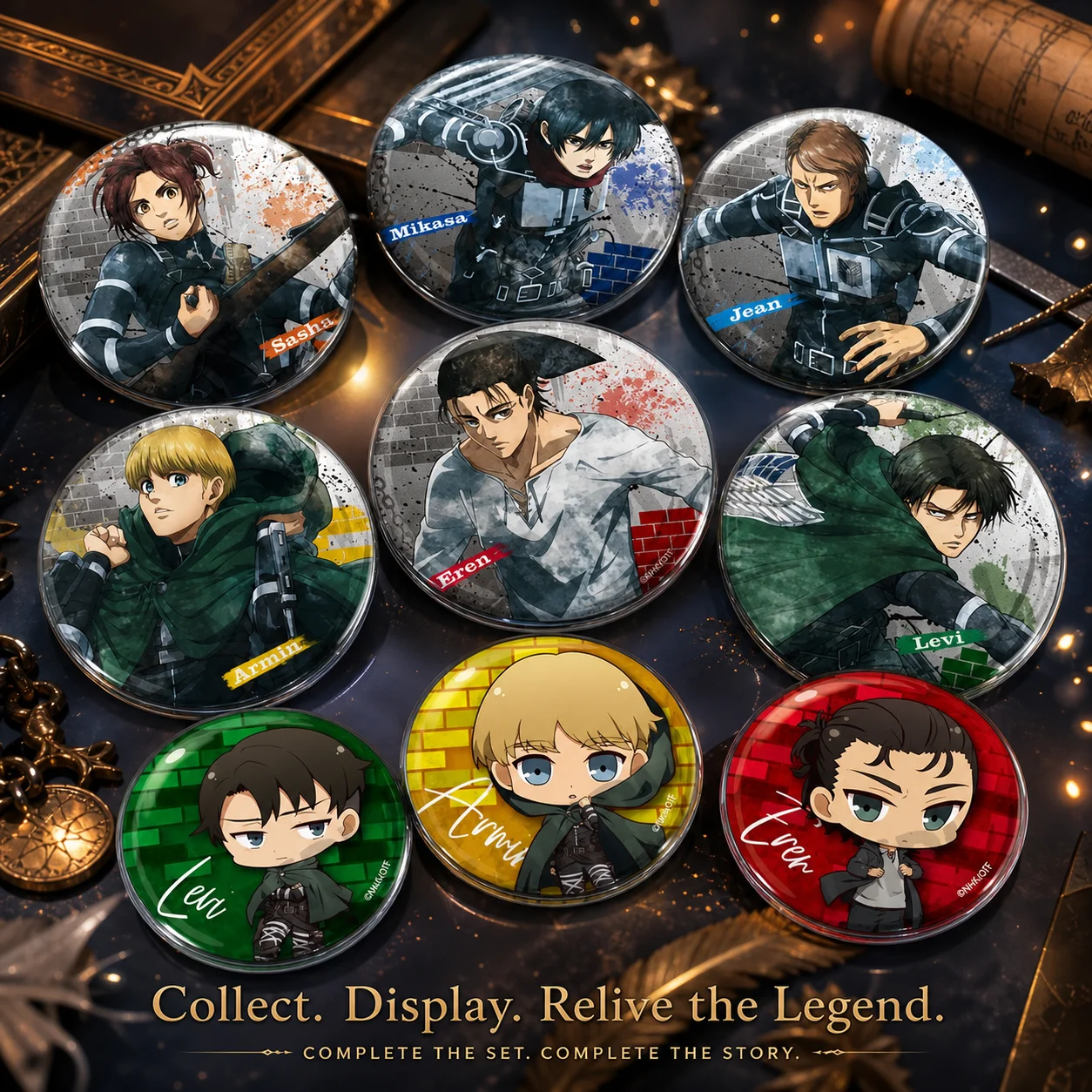 Ataque a los Titanes Mikasa Eren Levi Jean Sasha Insignia de Anime Colgante Broche Pin de Solapa Llavero Accesorio de Cosplay Figura Coleccionable