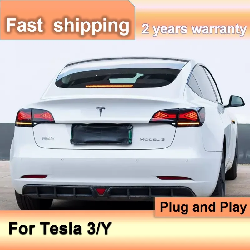 Car Accessories for Tesla Model 3 Taillight 2017-2022 Tesla Model Y Tail Light Rear Lamp DRL+Brake+Park+Dynamic Turn Signal