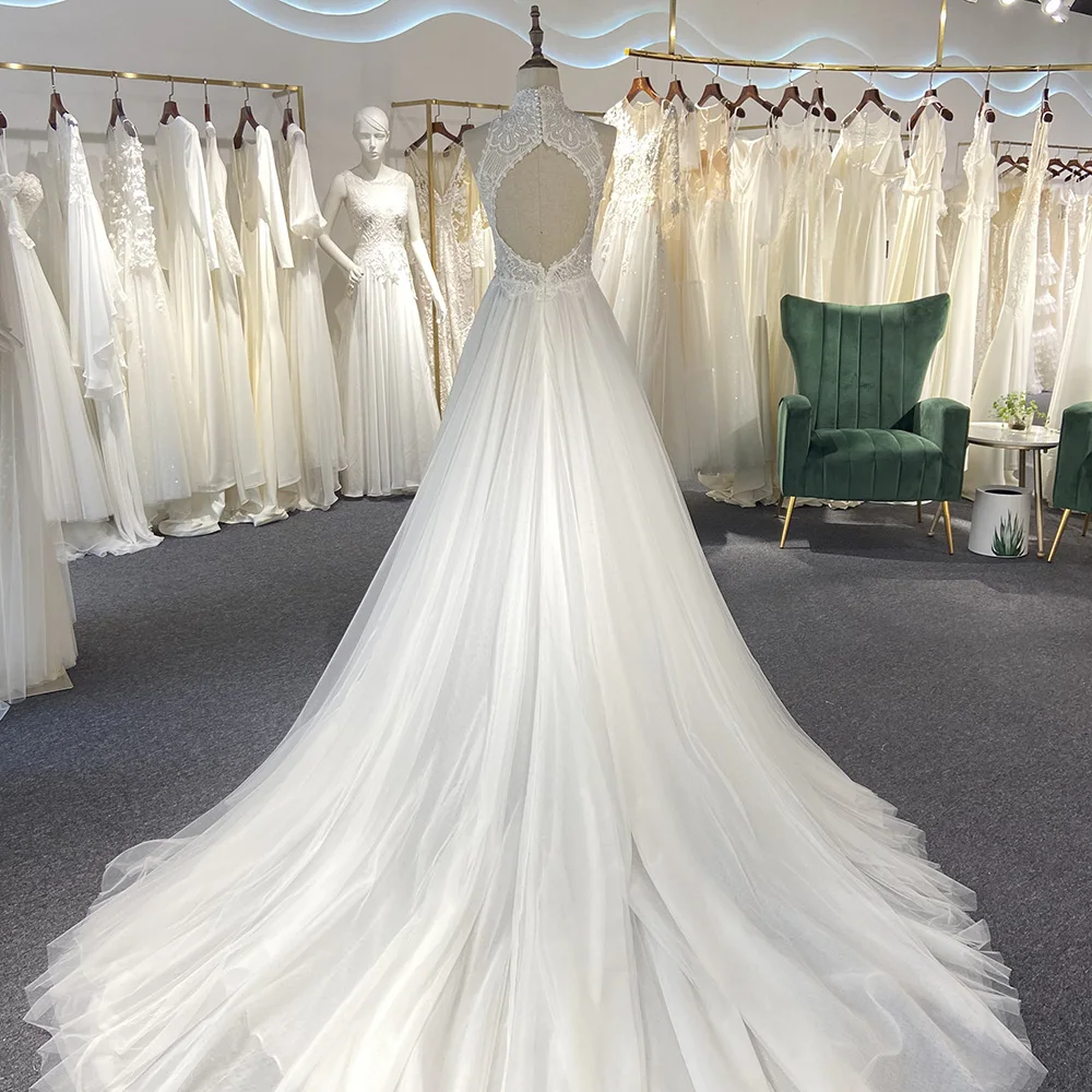 Luxury A-line Wedding Dresses 2025 High Neck Backless Exquisite  Princess Wedding Gown vestidos de novias 2025 lujosos LSSG017