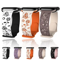 Floral Engraved Strap for Apple Watch Band 46mm 40mm 41mm 42mm 44mm 35mm 49mm Silicone Bracelet Iwatch Series Ultra 10 9 8 7SE 6