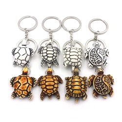 Cool Hawaiian Surfer Sea turtles Keyrings Imitation Yak Bone cute tortoise Keychains Car Key Rings for men women's Gifts KR25