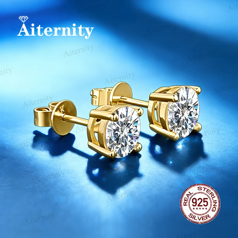 Beautiful 0.5-2 Carat D Color Moissanite 925 Sterling Silver Women's Stud Earrings Top Sparkling Wedding Jewelry
