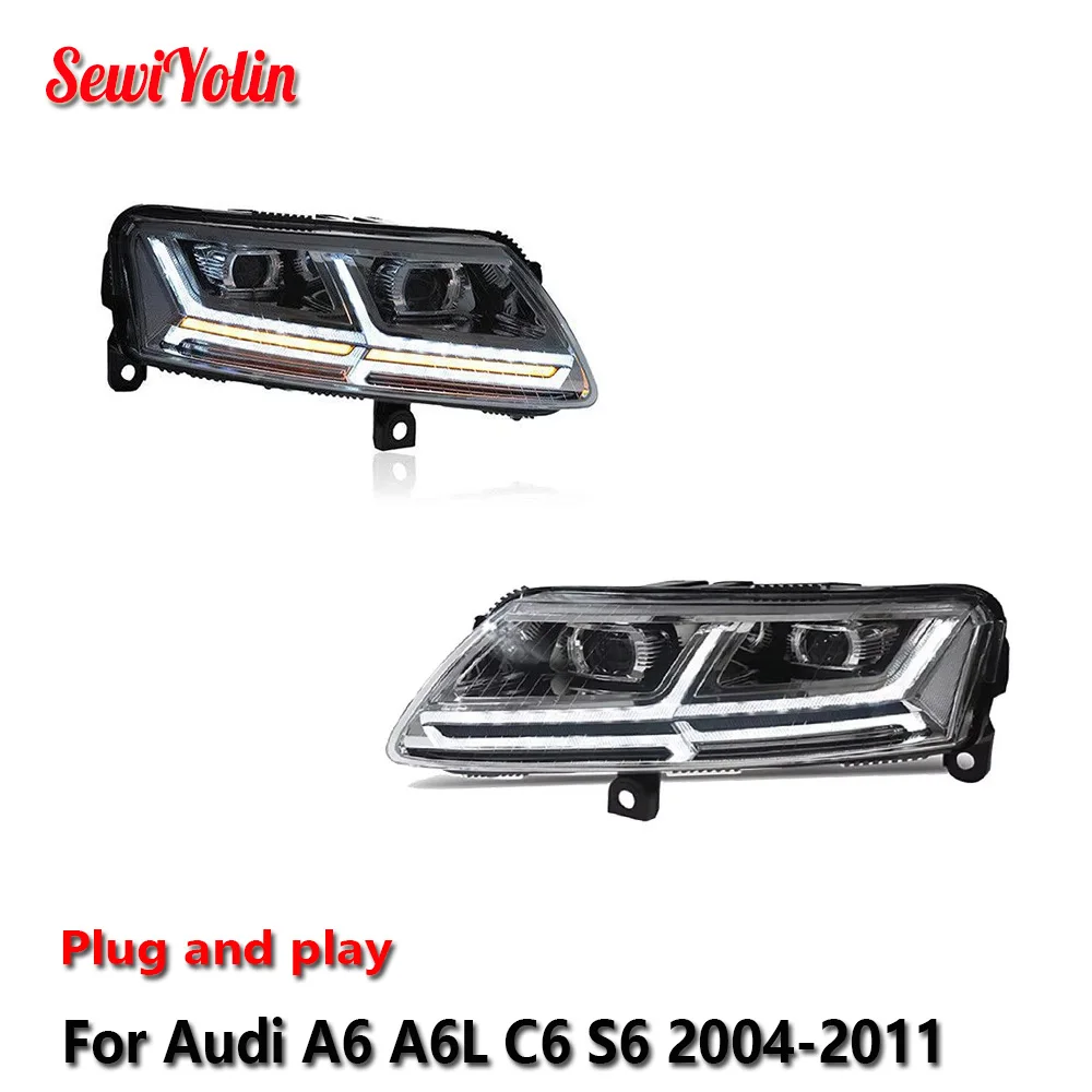 

Car LED Headlight Light Assemblies For Audi A6 A6L C6 S6 2004-2011 Auto Fog DRL Brake Turn Signal Lamp Plug and Play