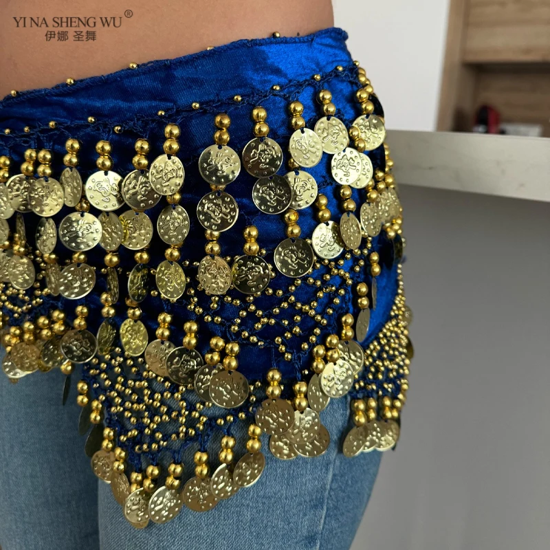 New Belly Dance Waist Chain Gold Coins Hip Scarf Oriental Dancing Waist Belt Women Bellydance Coins Belt Performance Accessories