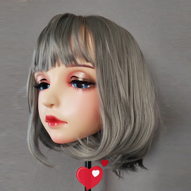 (Yi-01) Vrouwelijke Zoete Meisje Hars Half Hoofd Kigurumi BJD Ogen Crossdress Cosplay Japanse Anime Rol Lolita Masker Met Ogen En Pruik
