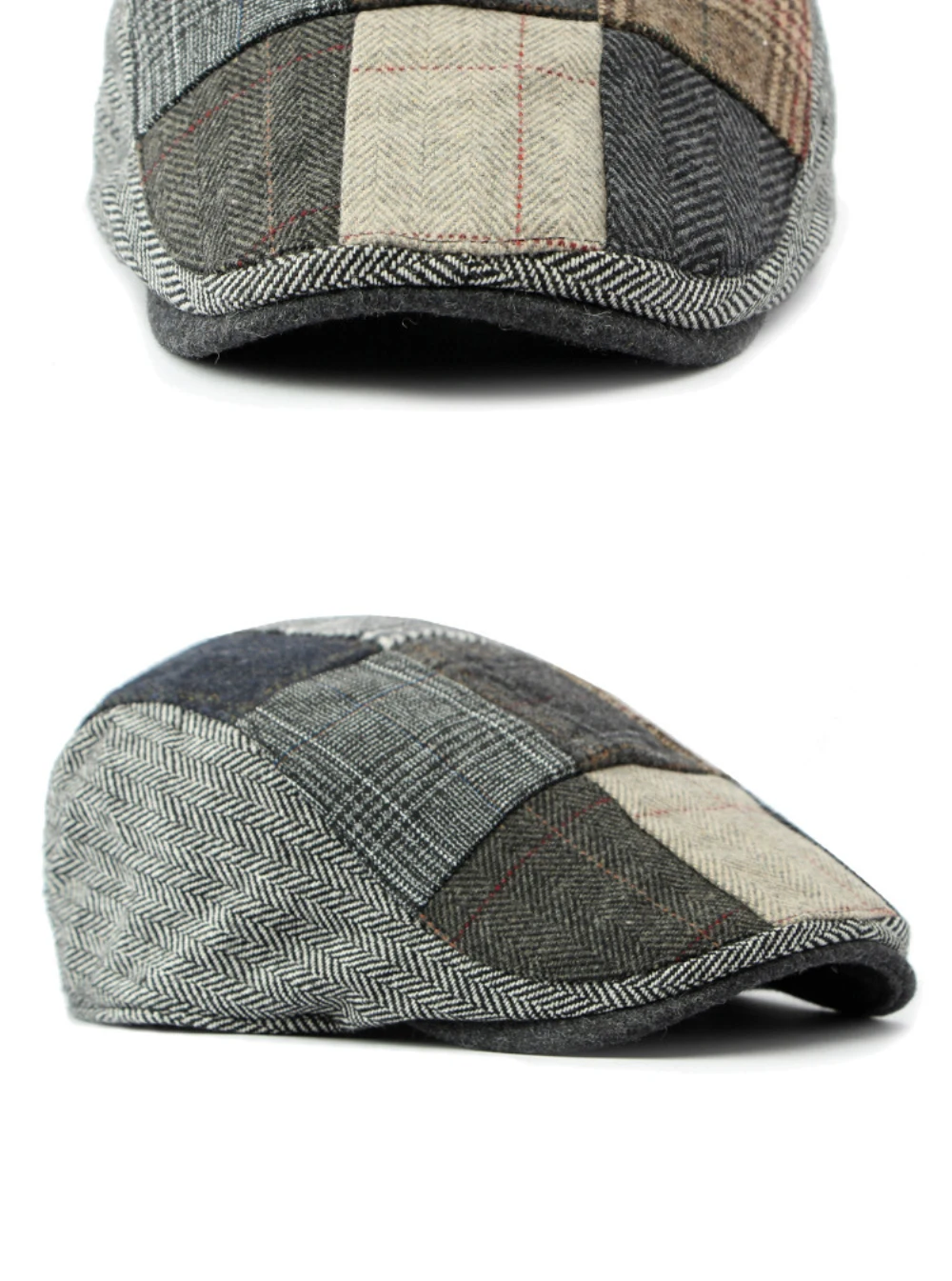 HT4295 Baskenmützen Frühling Herbst Winter Woll-Baskenmütze Patchwork Kariert Künstler-Malermütze Herren Damen Ivy Flachmützen Unisex Baskenmütze – Detail 5