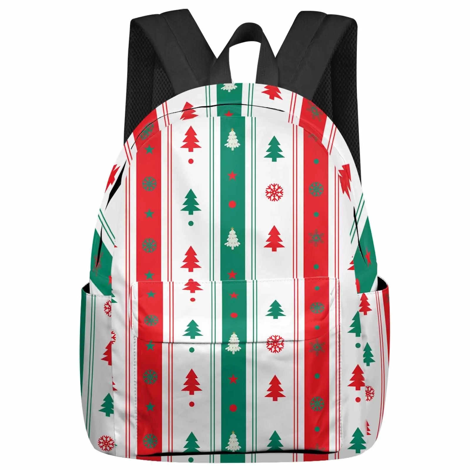 

Christmas Tree Striped Snowflakes Backpacks Teenagers Student School Bags Laptop Custom Backpack Men Women Travel