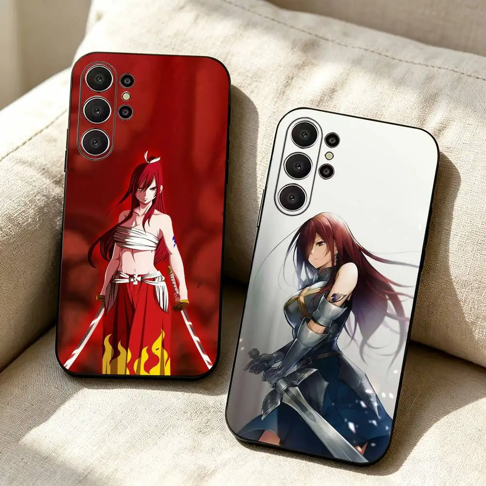 FAIRY TAIL-Erza Scarlet-Anime Black Soft Silicone Phone Case for Samsung Ultra S26, S24, S21, S22, S23, S30, Plus, Lite