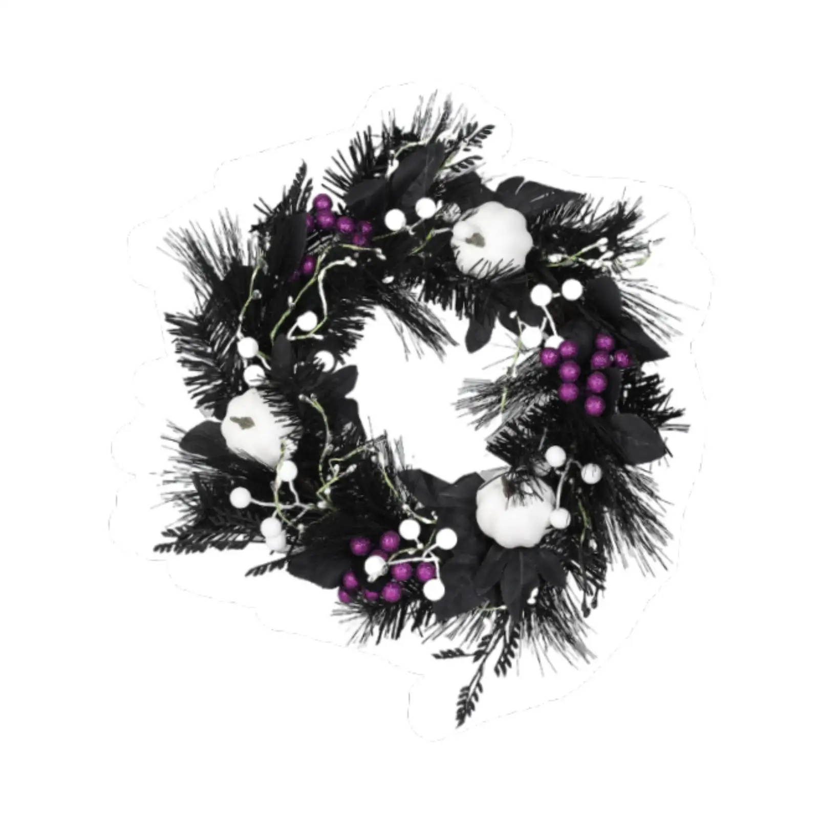 

Halloween Wreath Decorative with White Pumpkins 40cm Decoration Wall Hanging Ornament for Stores Outside Party Festival Garden