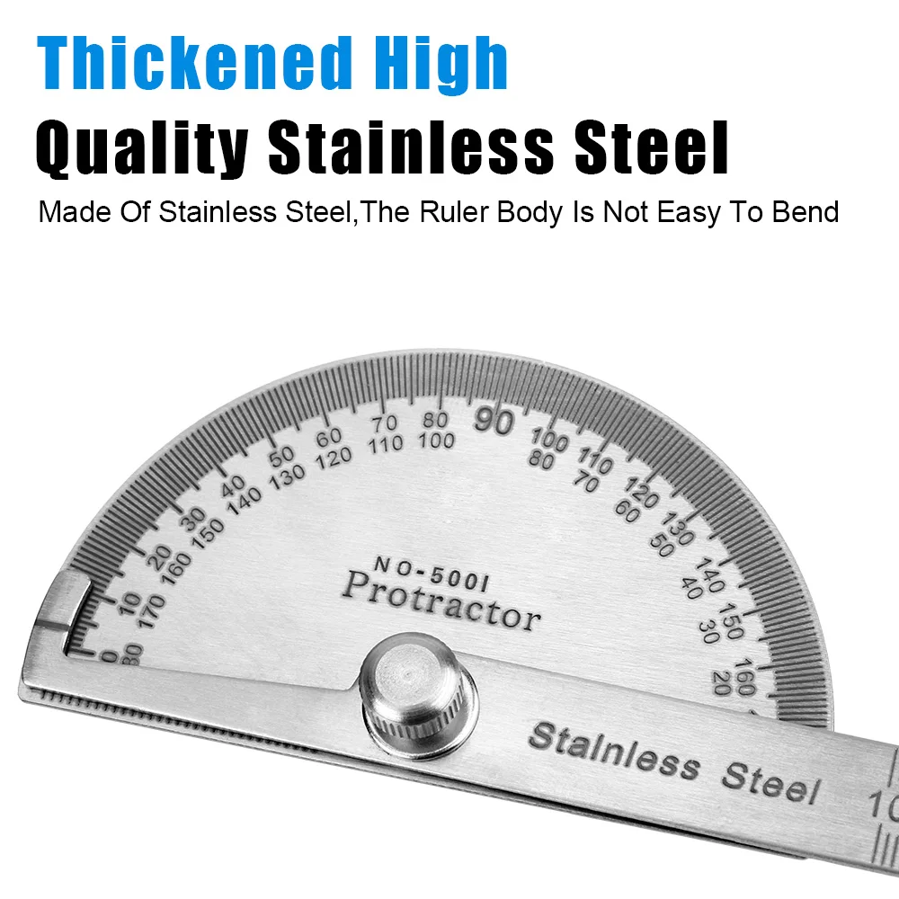 Metal Angle Finder 180 Degree Protractor Stainless Steel Woodworking Tools Rotary Measuring Ruler Goniometer Angle Ruler