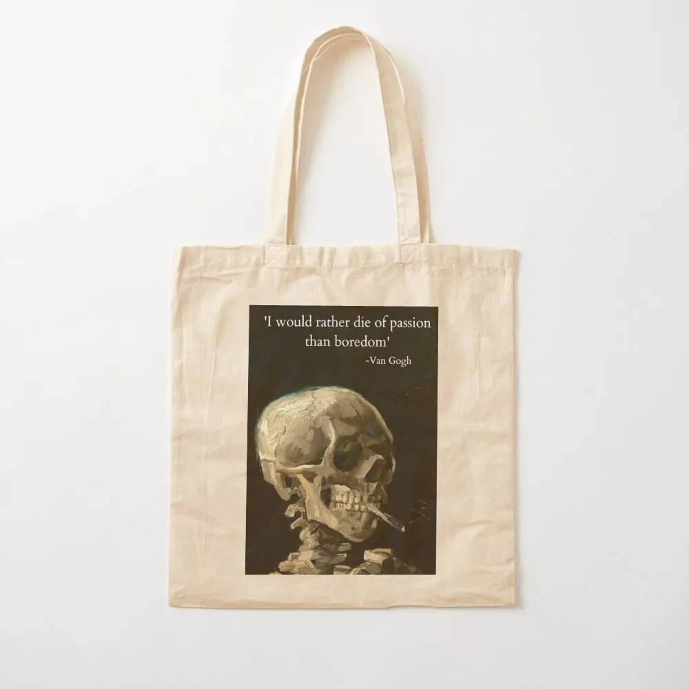 

Van Gogh's Quote on Skull Painting Tote Bag