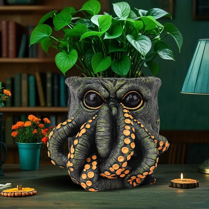 Creative Resin Flower Pot - Tiger Snake Seven Star Ladybug Octopus Planting Container Home Decorative Animal Shaped Planter