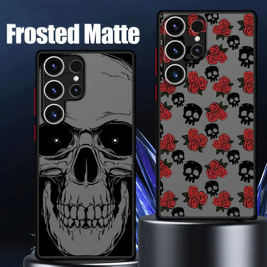 Case for Samsung Galaxy S9 S24 FE S21 S25 Edge S10 S22 Plus S23 Ultra S20 Back Phone Cover Skull Head And Rose