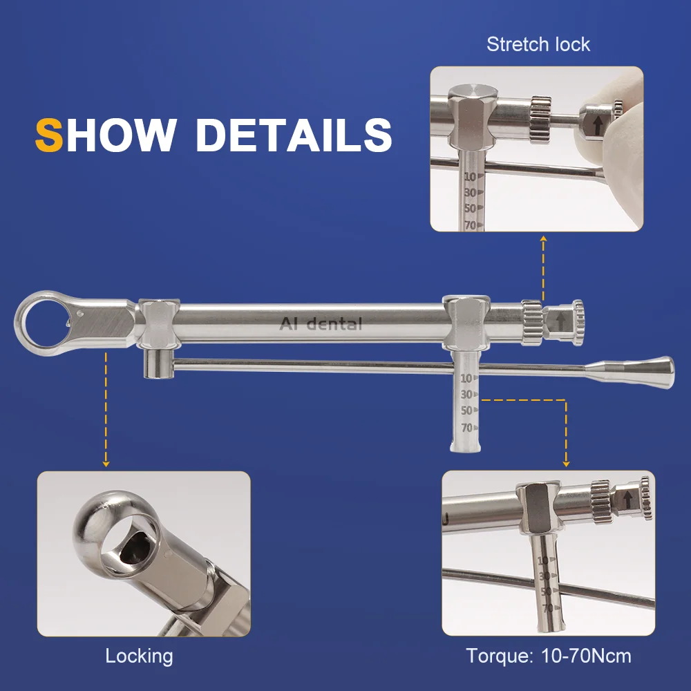 Dental implant machine medical grade stainless steel torque wrench 10-70Ncm prosthetic for dental lab supplies