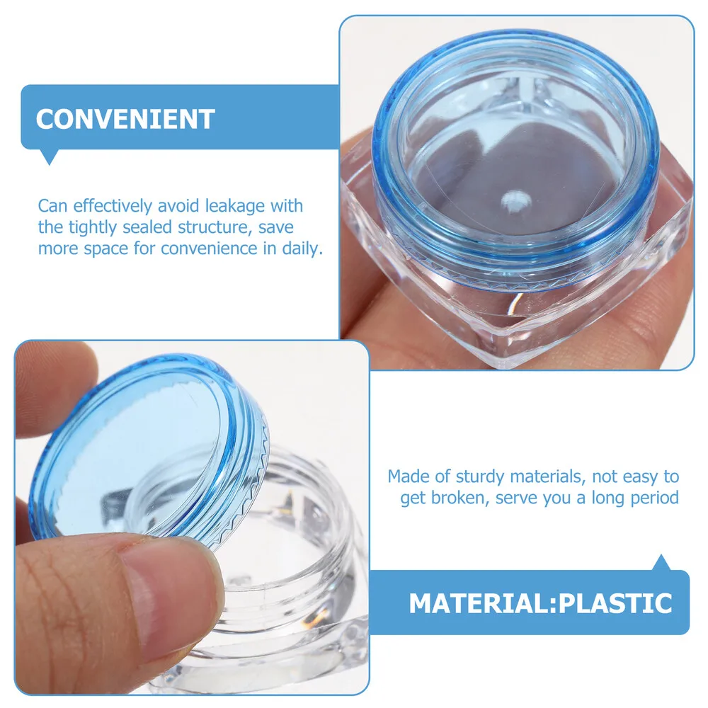 50 Stück 2g 3g Leere Plastik-Make-up-Behälter Leere Quadratische Dosen Auslaufsichere Creme-Kosmetikflaschen Probenbehälter mit Deckeln – Detail 2