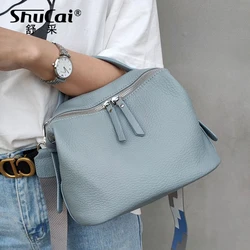 Genuine Leather Small Shoulder Bag For Women Ladies Soft  Handbag Purse With Tassels Female Casual Messenger Crossbody Bag Blue