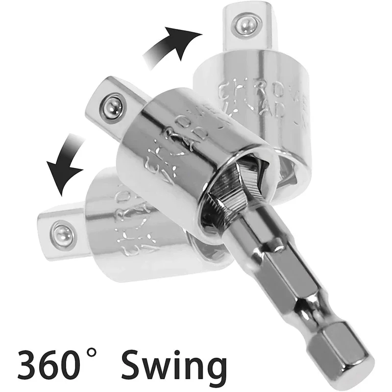 

1/4" 3/8" 1/2" Universal Joint Set Ratchet Angle Extension Bar Socket Adapter Manual and Pneumatic Bendable Adapter Socket Tools