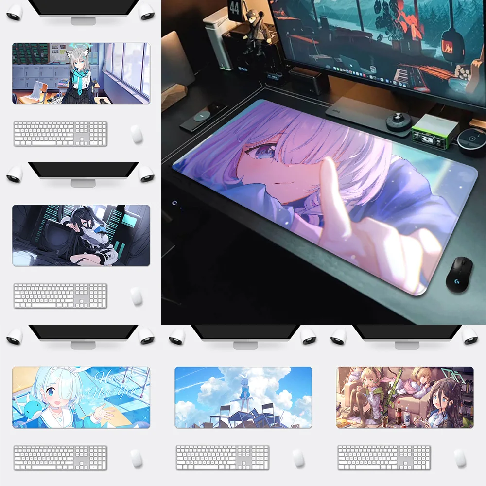 Blue Archive Anime Aris Mousepad HD Printing Computer Gamers Locking Edge Non-slip Mouse Pad XXL90x40cm Keyboard PC Desk Pad