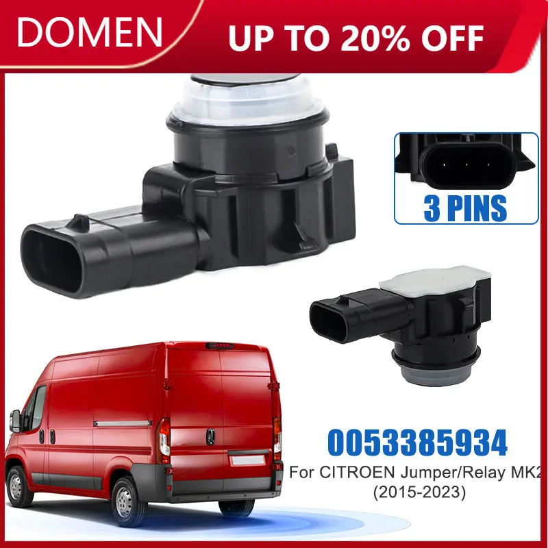 Sensor de aparcamiento PDC para coche, Sensor de marcha atrás de estacionamiento negro 0053385934 para FIAT Ducato Citroen Jumper/Relay Peugeot Boxer 2015-2023