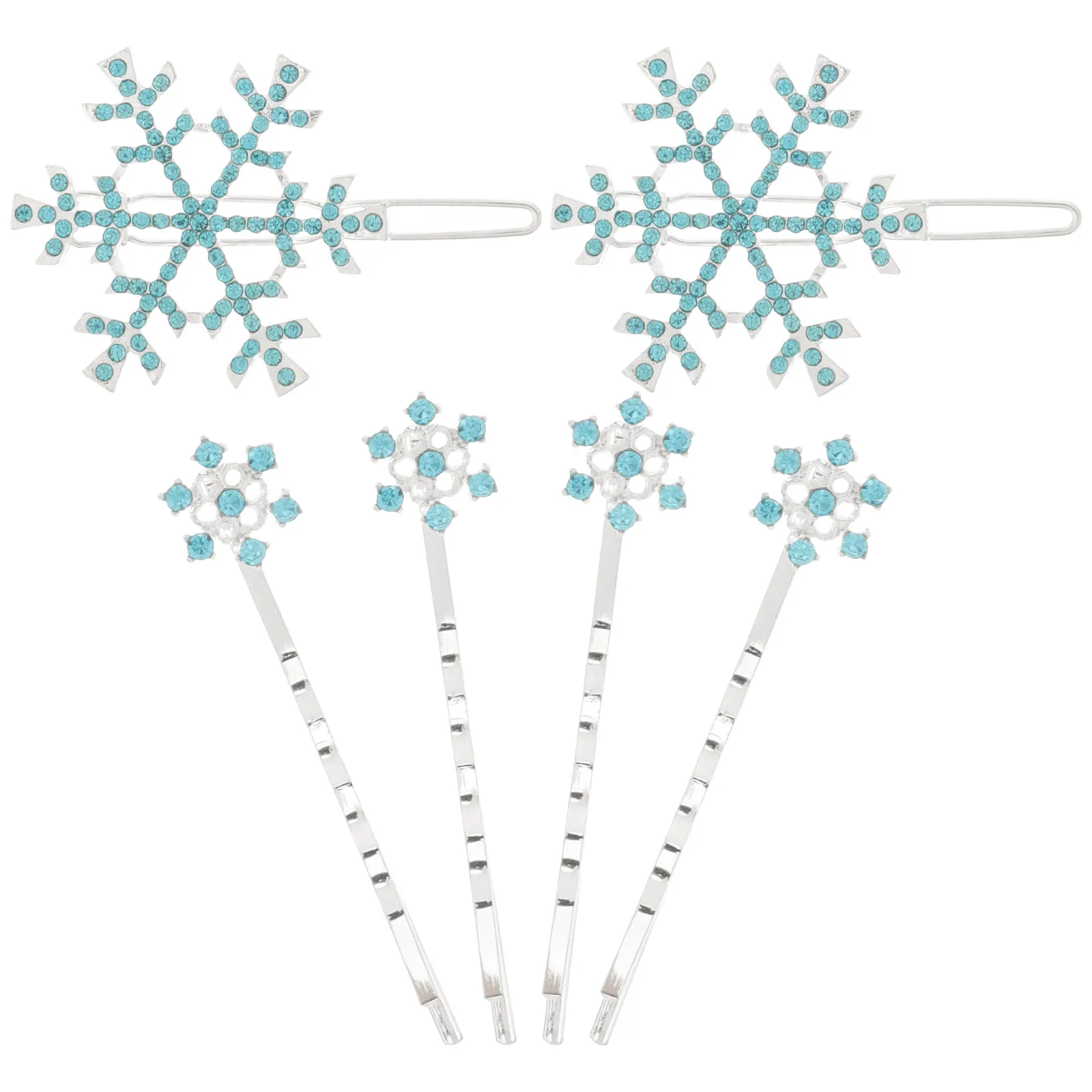 

6Pcs Snowflake Rhinestone Hair Clips Kids Hairpin Decorative Hair Barrettes for Girls Children Party Hairstyles