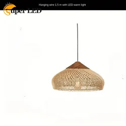 Chinese Style Designer Pendant Lamps Vintage Handmade Rattan Led Light Lighting for Kitchen Island Loft Dining Room Chandelier