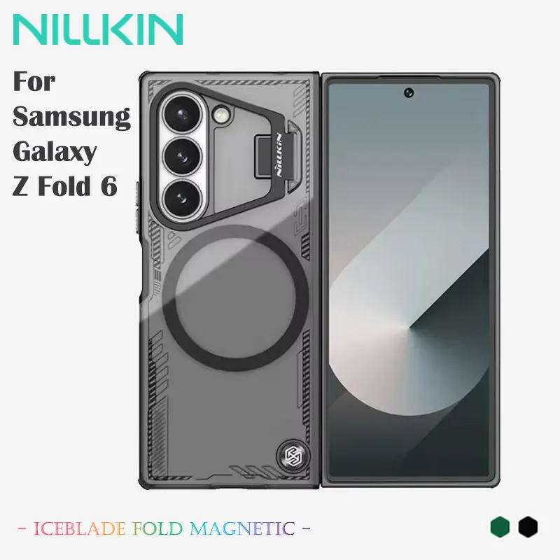 NILLKIN Iceblade Fold Magnetic Case for Samsung Galaxy Z Fold 6 5G, Durable, Non-Yellowing, Aerospace Aluminum Stand, MagSafe