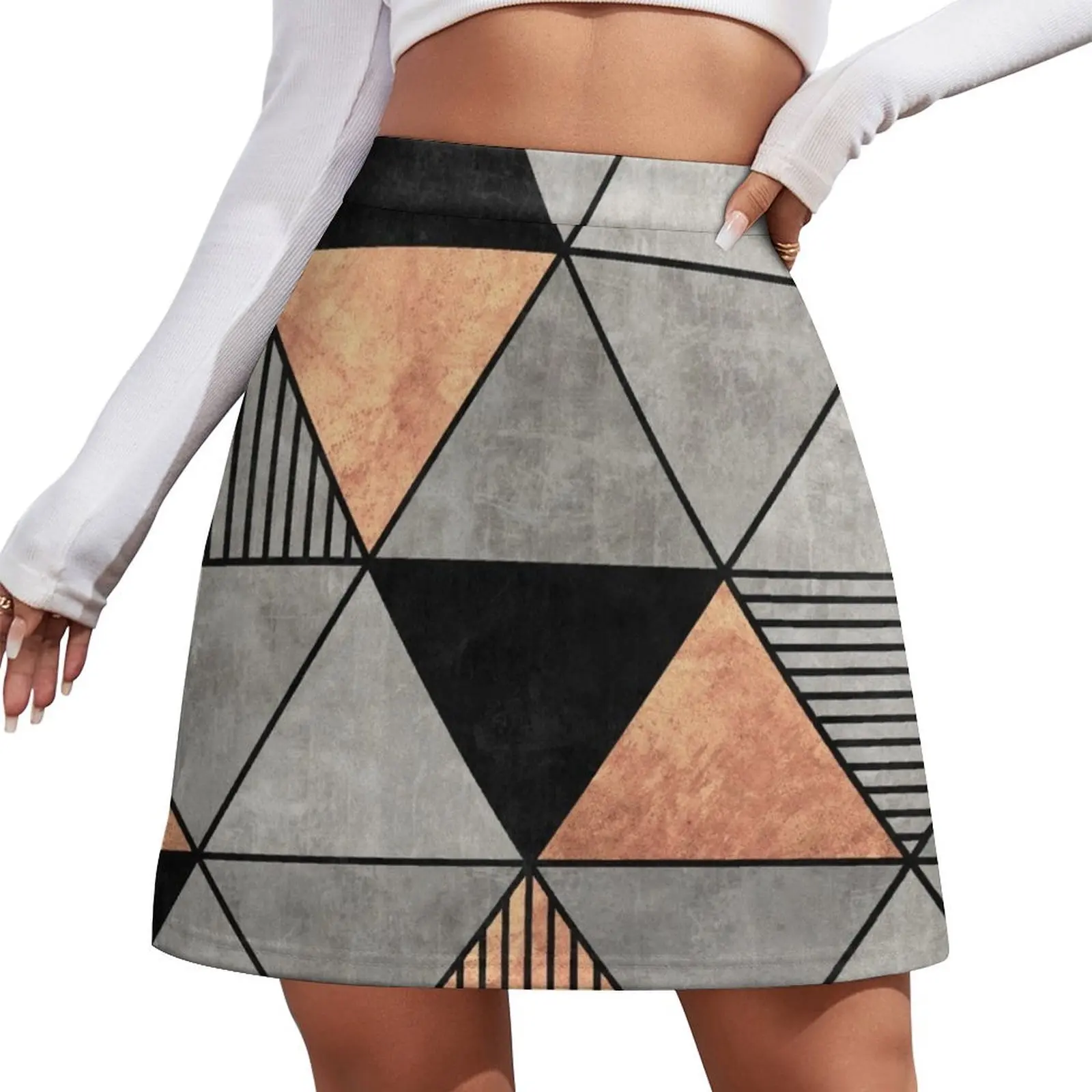 

Concrete and Copper Triangles 2 Mini Skirt skirt set mini denim skirt School uniform korean ladies summer Mini