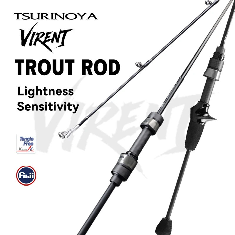 TSURINOYA BFS Ultraleichte Angelrute VIRENT 1,8/1,95/2,10m FUJI-Führung UL L Gewicht 65g RF Spinn- und Wurfangeln für Forellen, Carbonrute