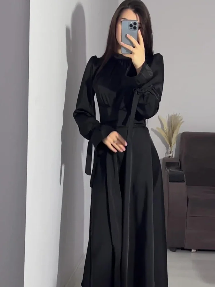 Party Women Eid Muslim Dress Abaya Musulman Fahsion Silky Dress Dubai Ramadan Abayas Moroccan Caftan Kaftan Vestidos Largo 2024