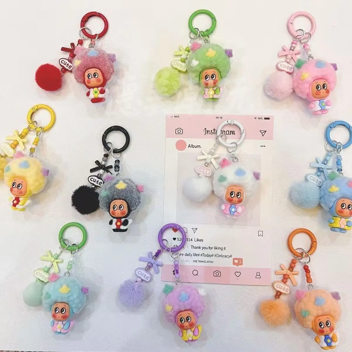 

Creative Cartoon Keychains Pendant For Car Keychain Anime Cartoon Women Doll Keyring Gifts