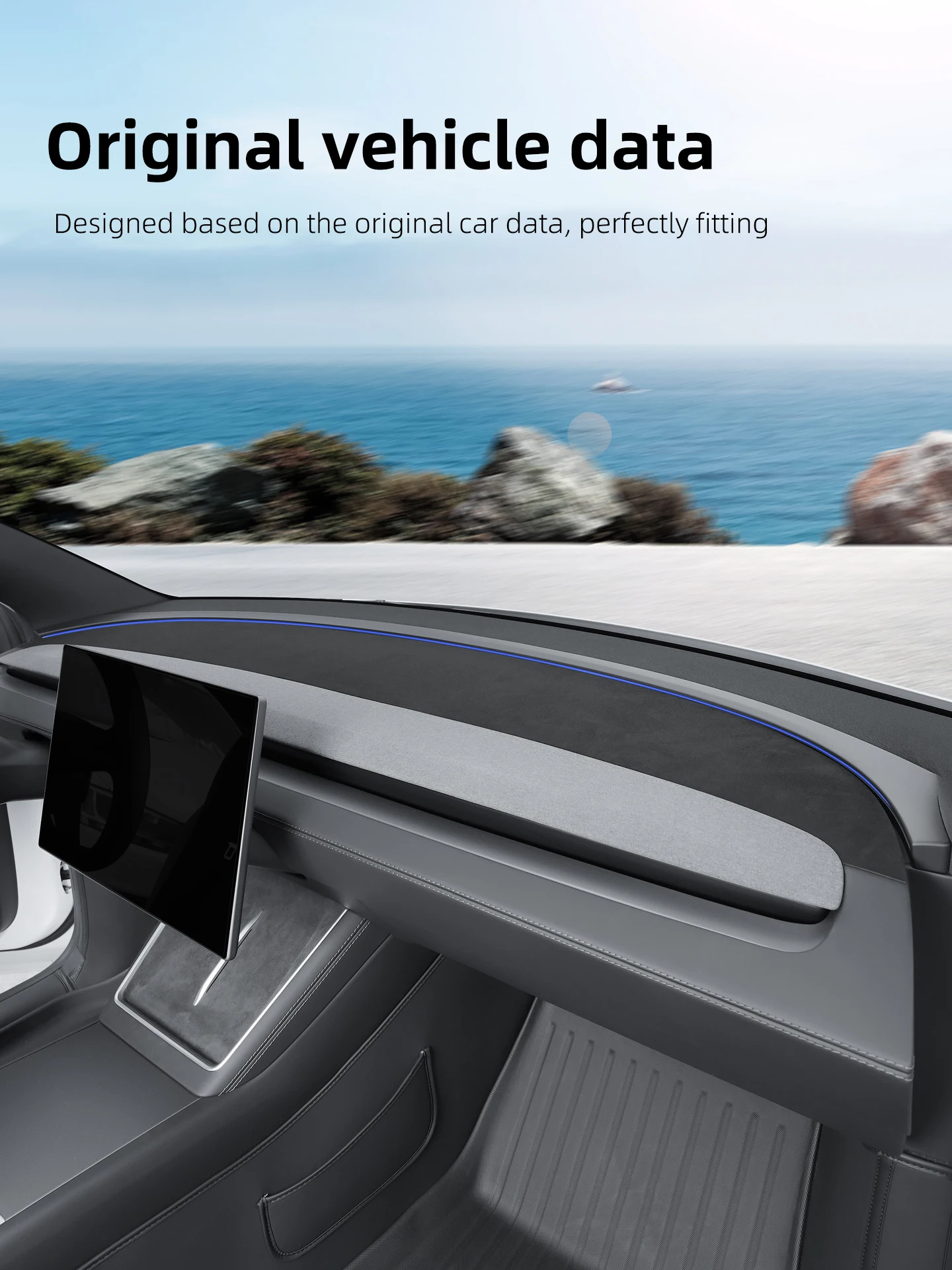 Für Tesla Model YL 6-Sitzer 2026 Armaturenbrett-Abdeckung Wildleder Sonnenschutz Anti-UV Armaturenbrettmatte Rutschfeste Pads Auto-Zubehör – Detail 3