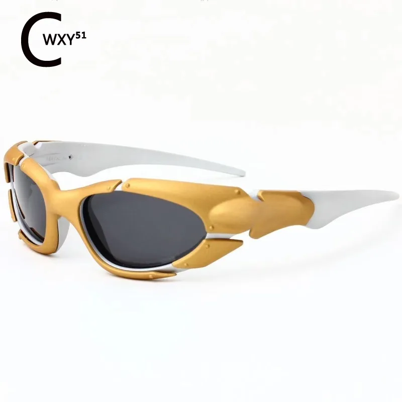 Gold-framed Polarized Sunglasses X Metal Future Science and Technology Wind Outdoor Sports Riding Sunglasses 8001male and Female