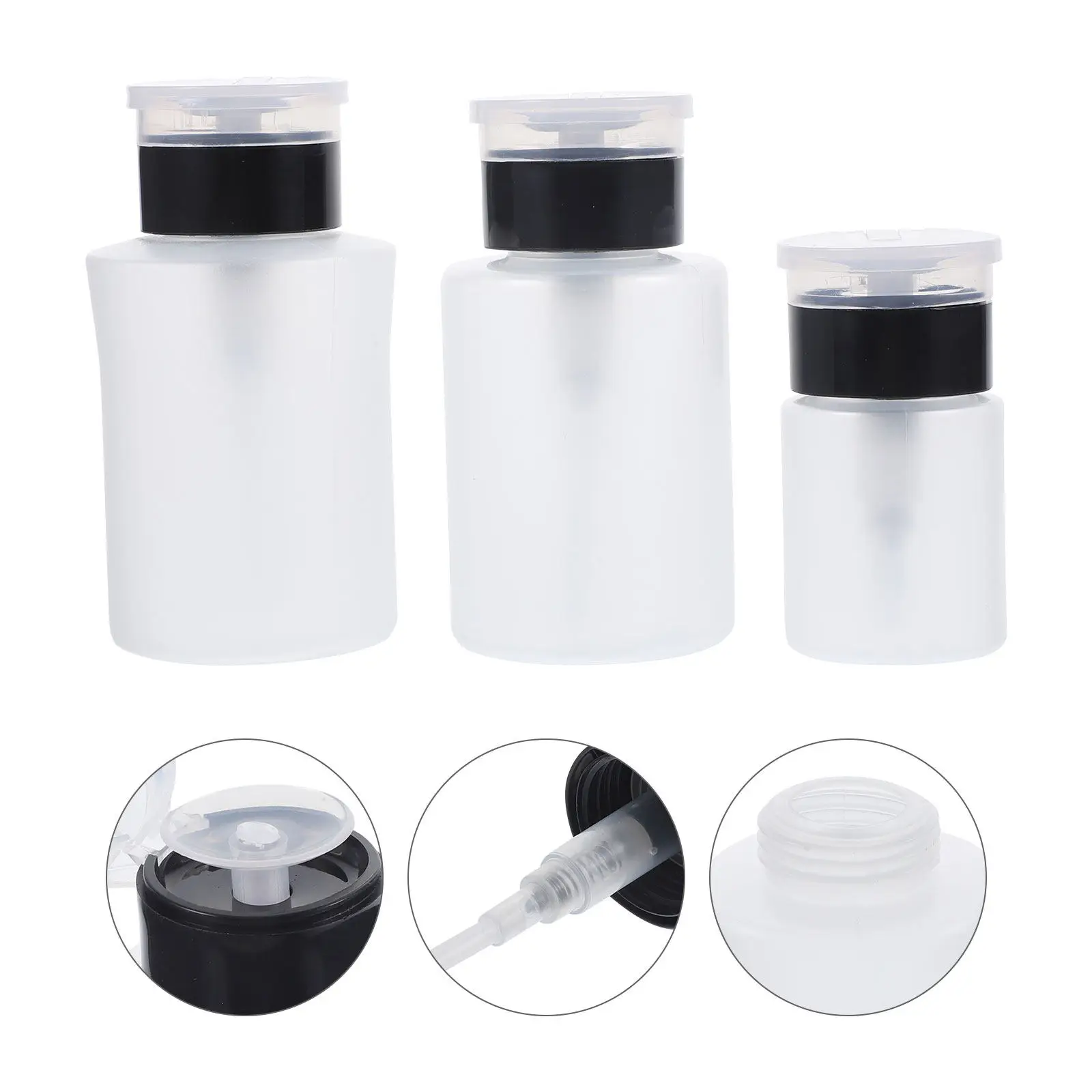 

Набор из 3 многоразовых флаконов-диспенсеров с помпой для лака для ногтей, очищающих средств и косметических жидкостей – идеально для ванной комнаты или путешествий