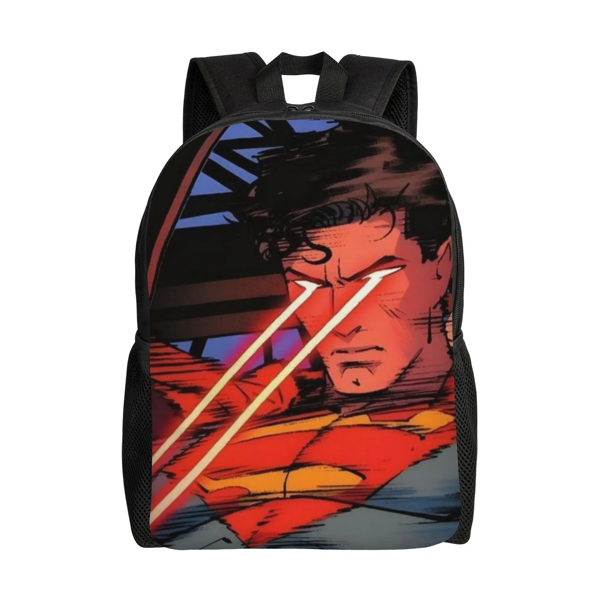 Back to school season Superman Laser Eyes Dark Comic Art Schoolbag  Male Lady Snack Storage Backpack