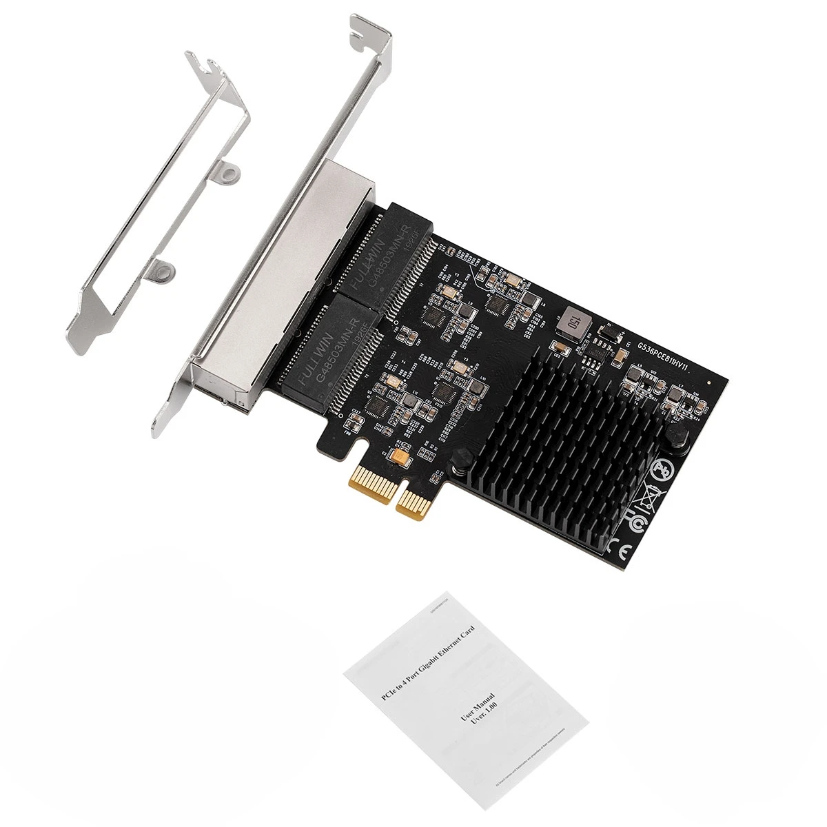 Quad Port Gigabit Network Card PCIe 4 RJ45 Rtl 8111H Low Profile Bracket NIC 1000Mbps RJ45 Adapter for Desktop Server PC LAN