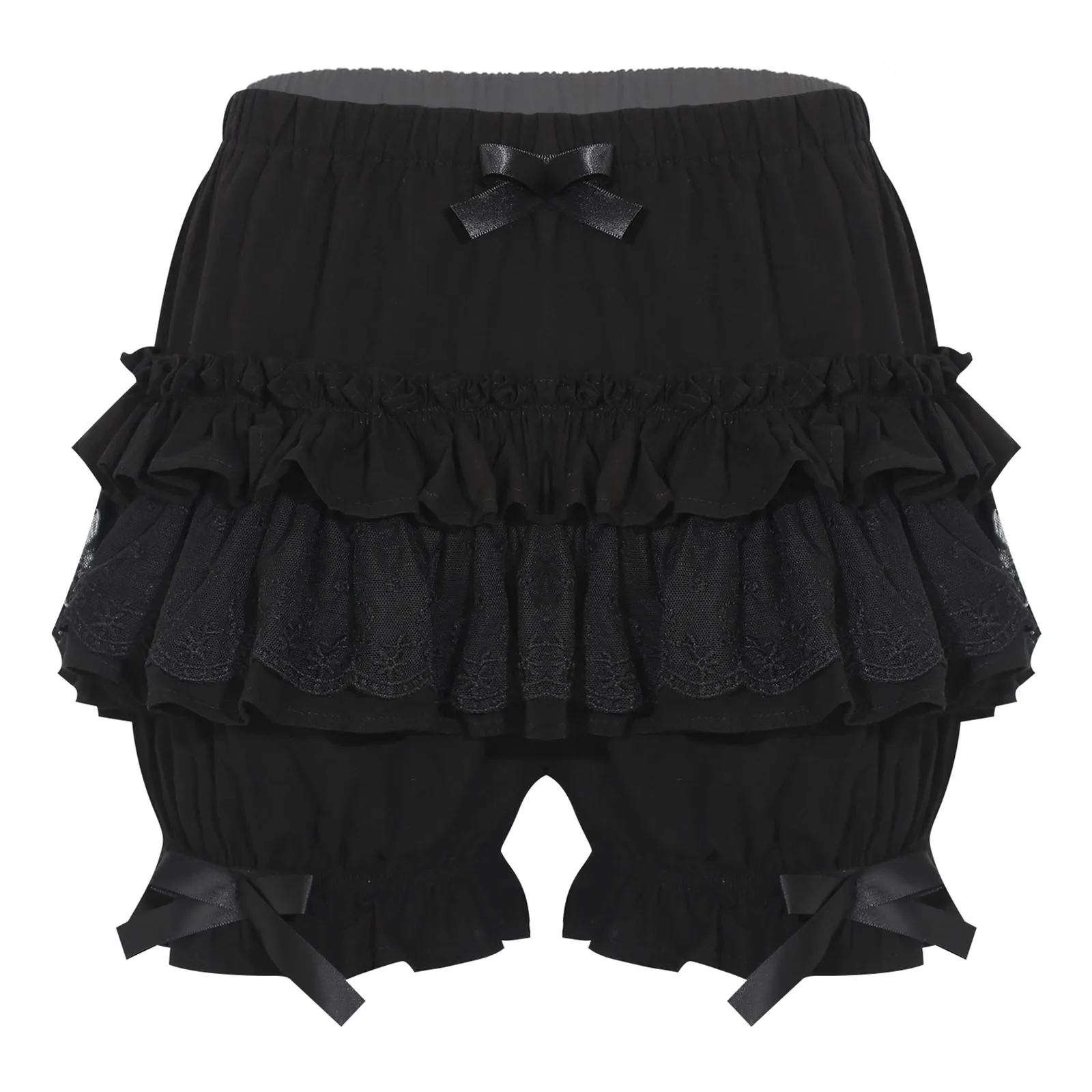 Women White Layered Ruffle Lace Bloomers Pumpkin Shorts Japanese Style Cute Bowknot Safety Short Pant Frilly Dropshipping