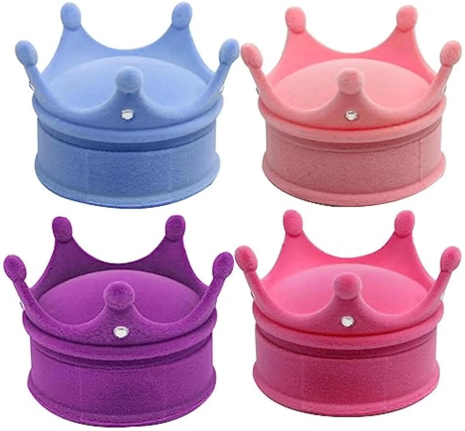 صندوق مجوهرات مخملي على شكل تاج وقلادة وحلق هدية لتخزين العرض