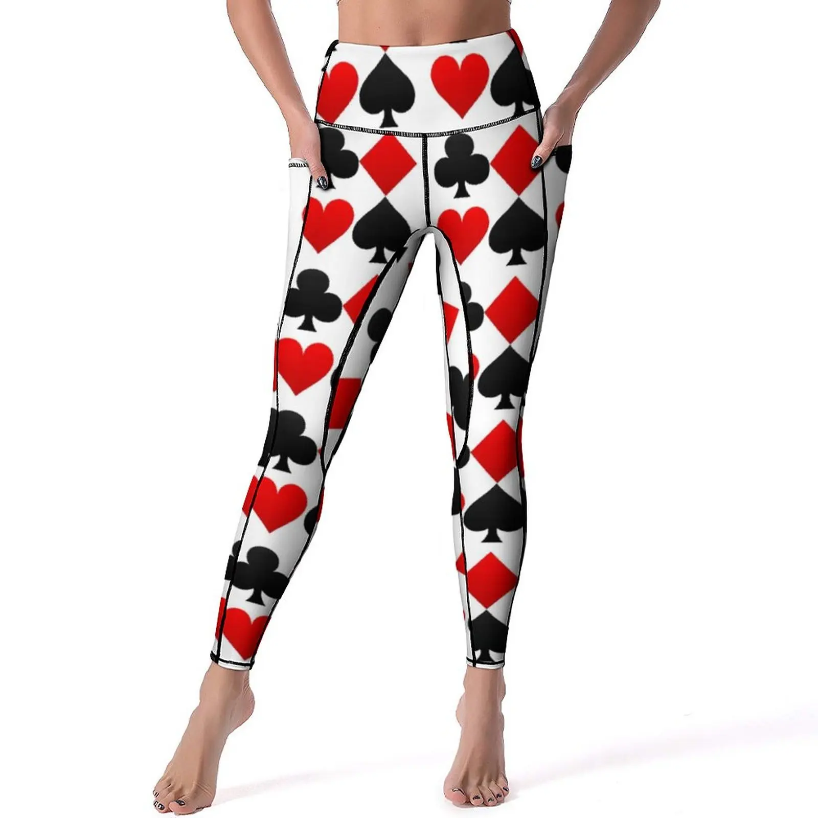 

Playing Poker Card Leggings Sexy Hearts Diamonds Clubs Spades High Waist Yoga Pants Elastic Leggins Fitness Gym Sport Legging