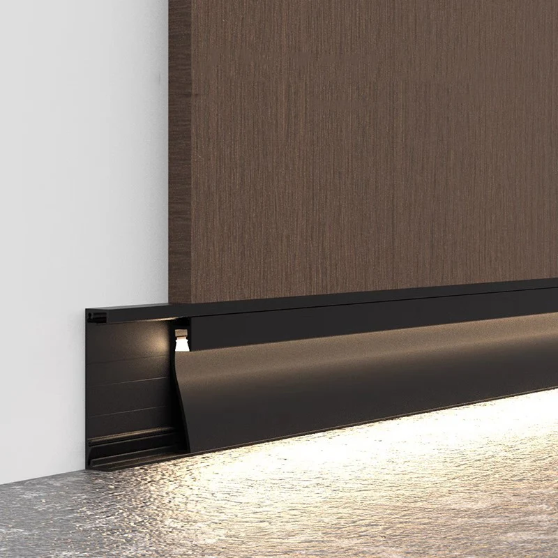 LED Luminous Skirting Line Aluminum Profile 1M Surface Mounted Corner Footing Linear Light Skirting Baseboard Bar Strip Lamp