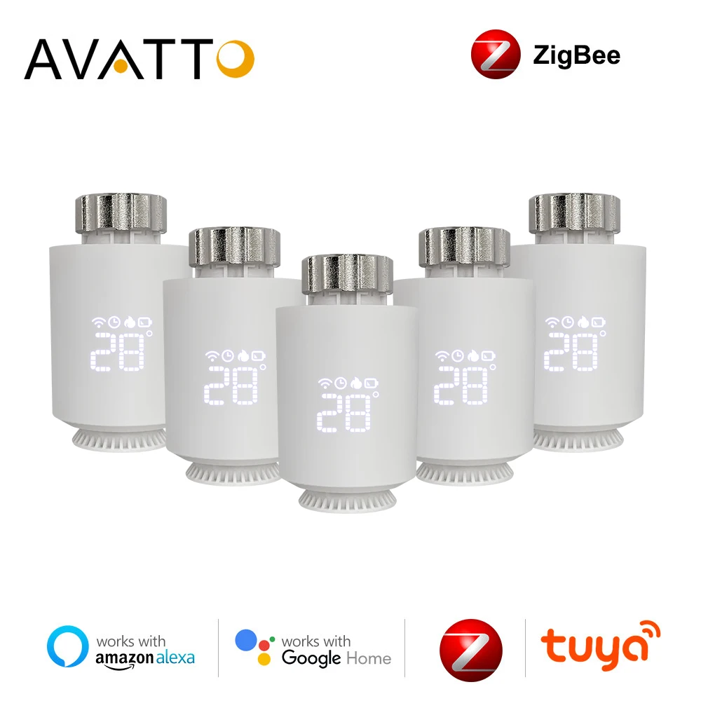 AVATTO Tuya ZigBee3.0 TRV vanne d'actionneur de radiateur, Thermostat Programmable intelligent régulateur de température prise en charge Alexa Google Home