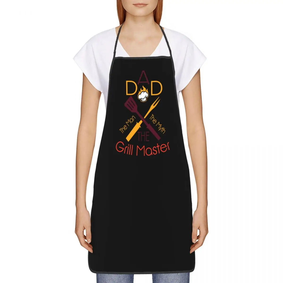 The Man Myth Grill Master Apron for Women Men Unisex Bib Fathers Day Gift Kitchen Cooking Tablier Cuisine Chef Painting