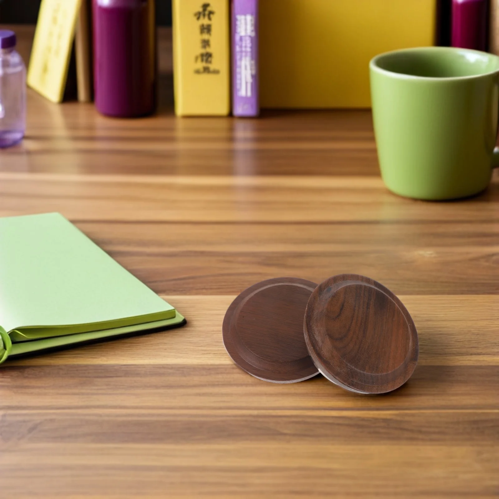 

2Pcs Walnut Lid Dark Natural Wood Round Airtight Sealing Tea Mug Cover Glass Cup Lid Replacement for Fresh Beverage