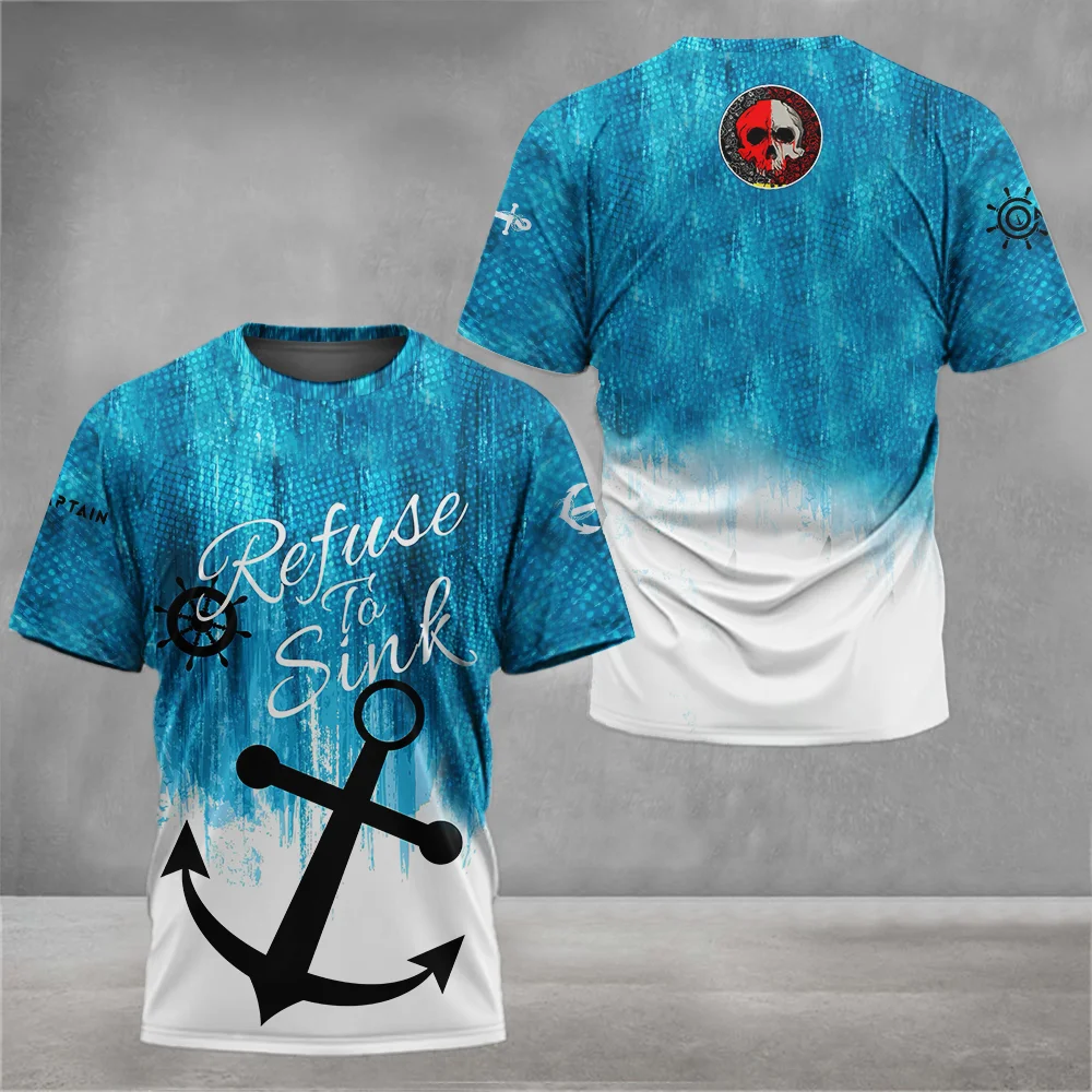 

Summer Fashion Street Men's Cartoon Navigation Anchor 3D Printed Short Sleeve Top Casual Trendy Men's Round Neck Large T-shirt