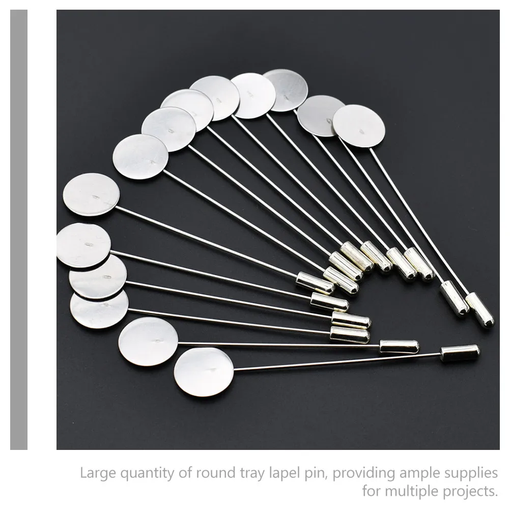 10Pcs Stainless Steel Lapel Pins Round Tray Brooch Pins for Men Women Suit Tie Jacket Corsage Bouquet Boutonniere DIY Costume view 5