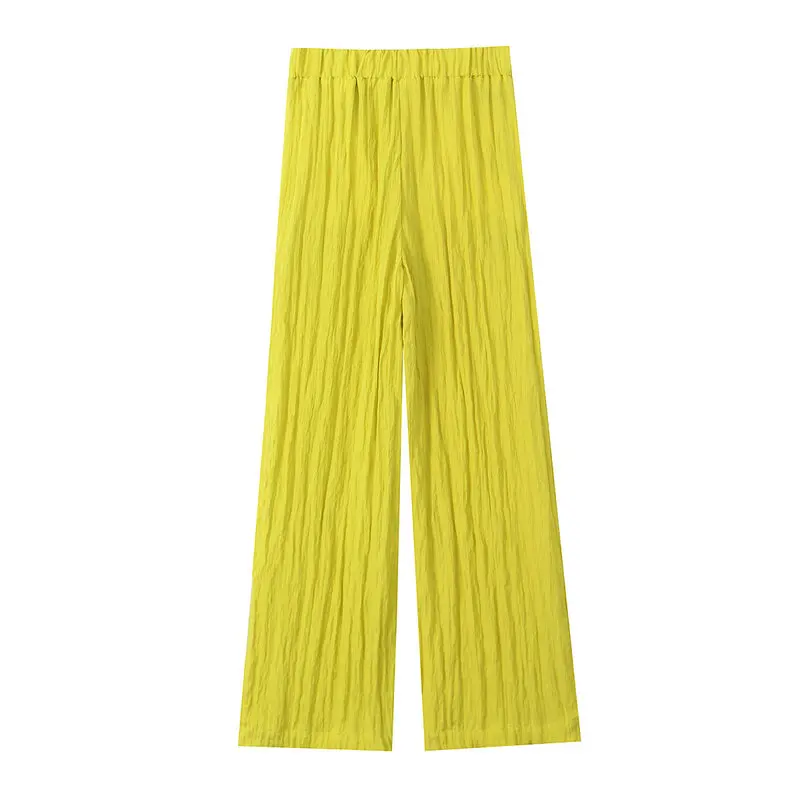 Summer 2024 Women's High Waist Wide Leg Pants Crease Effect Versatile Slimming New Arrival Casual Trousers Faionable