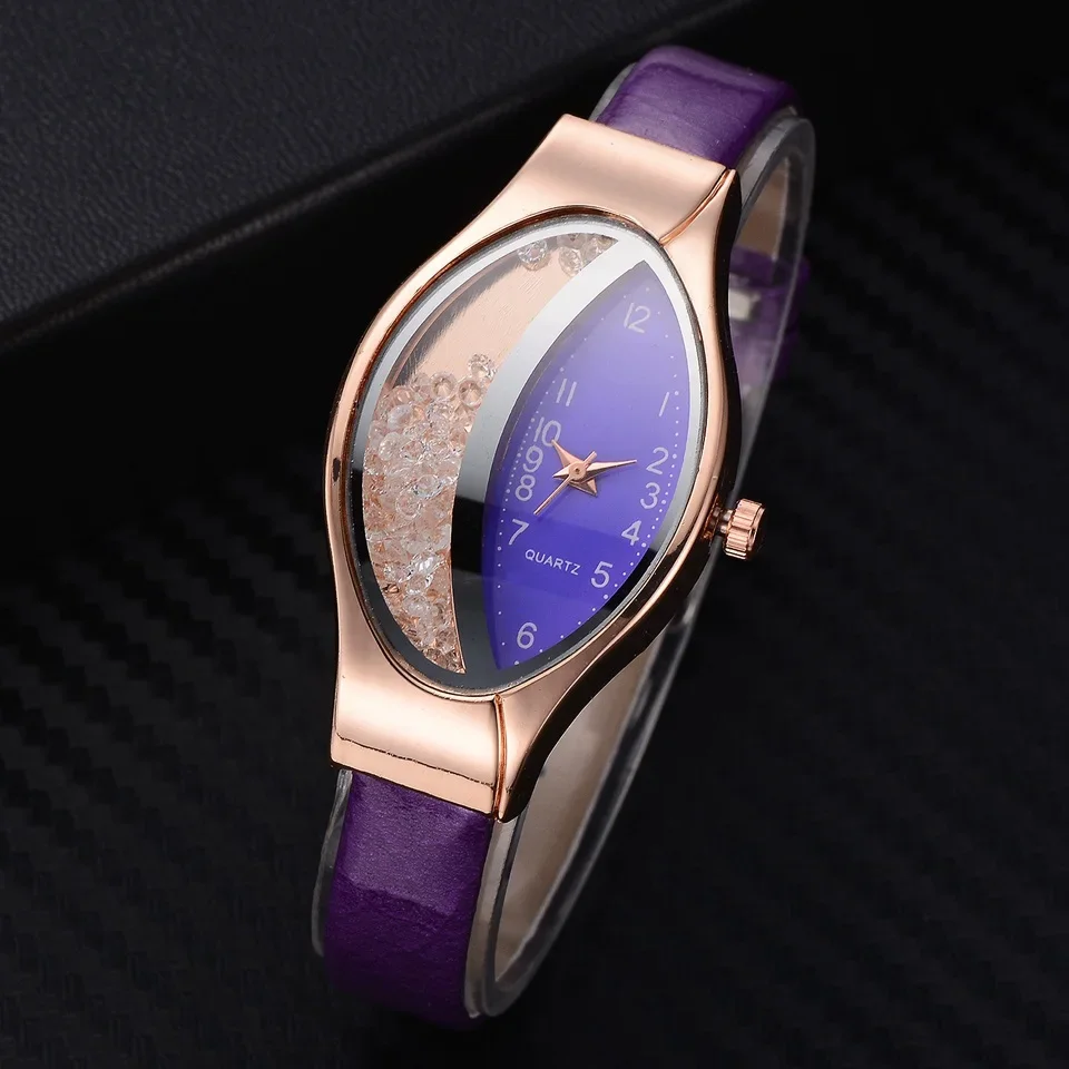 2020 Ladies Watches Fashion Casual Women Watches Red Leather Strap Quartz Wristwatch Ellipse Watches Gifts Hodinky Dames Horloge