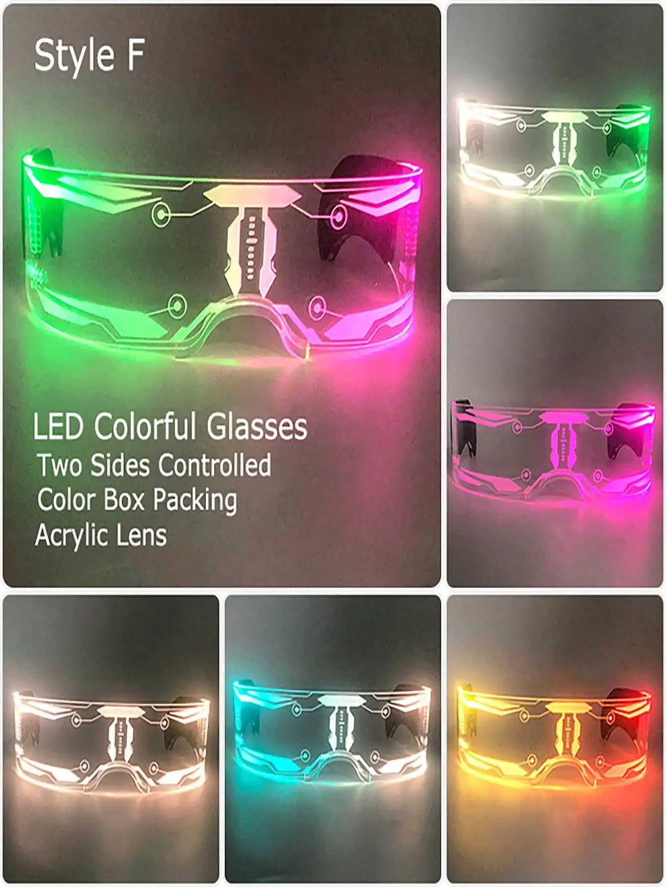 Future-tech glowing glasses Party bar music festival tech glasses rave sci-fi Christmas eyewear view 3